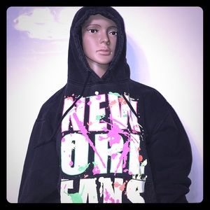 Vintage 90s New Orleans black hoodie Sun Medium